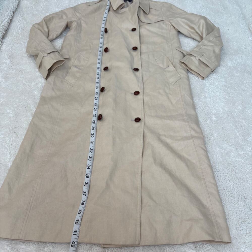 Guideboat Womens Linen Biege Trench Coat 0 Costal Preppy Country Club Work Wear - Picture 3 of 7